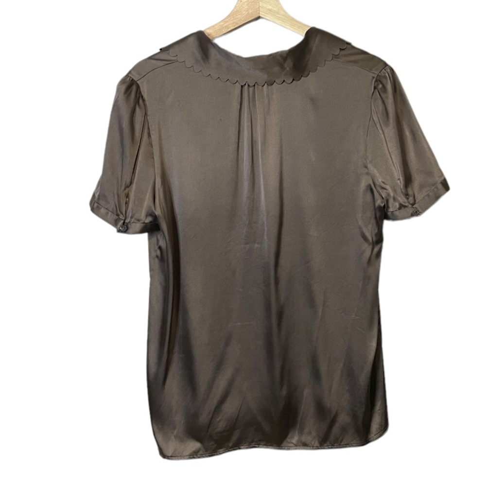 ✨SOLD-Theory Silk Blend Scalloped Button Down Blouse - Picture 2 of 10